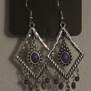 Elegant Silver and Purple Dangle Earrings